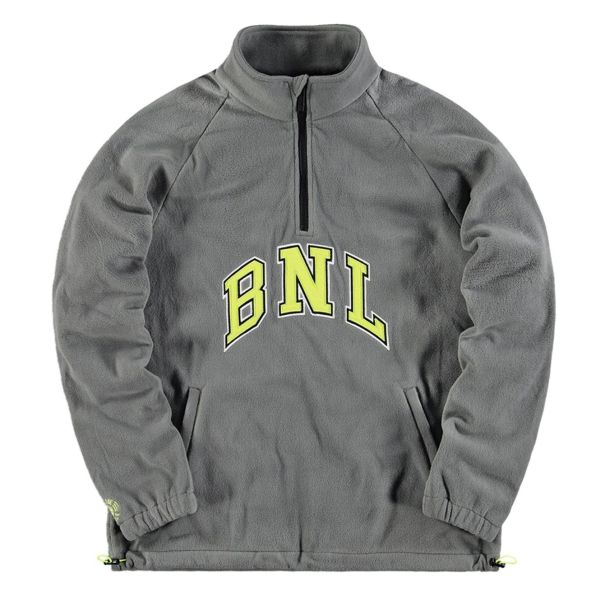 Banlieue College Fleece Halfzip Sweater Grijs