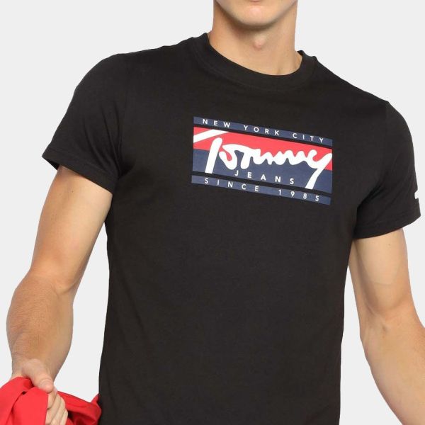 Tommy Hilfiger Essentials Script T-shirt Zwart