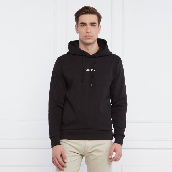 Calvin Klein Interlock Micro Logo Hoodie Zwart
