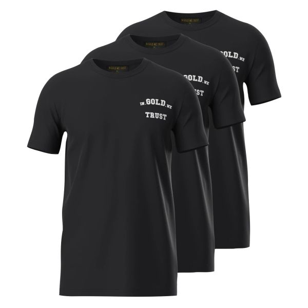 In Gold We Trust Basic T-shirt 3-Pack Zwart