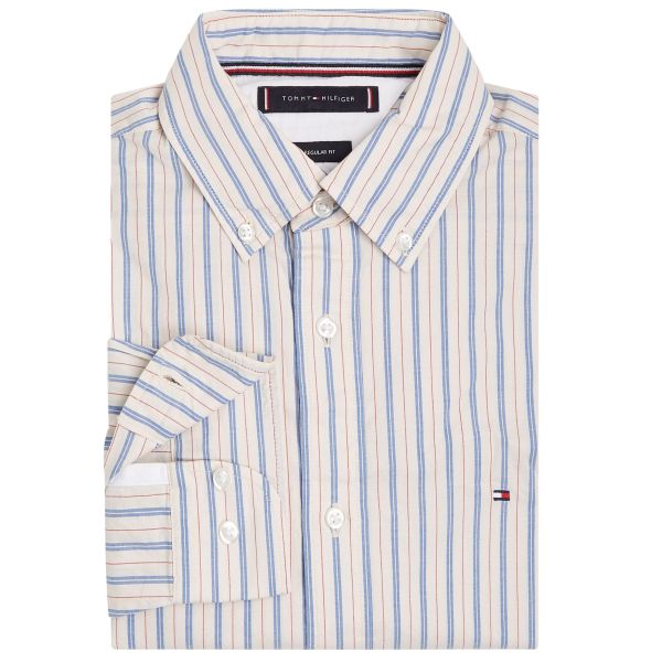 Tommy Hilfiger Natural Overhemd Blauw/Wit