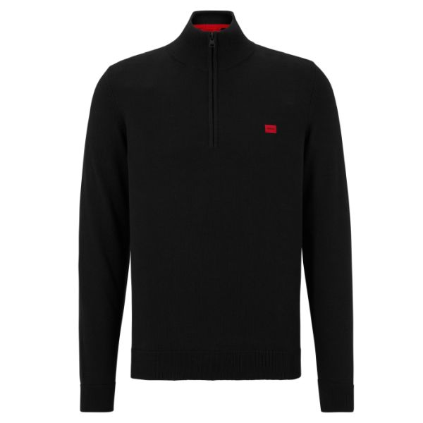 Hugo San Quintus Turtle Neck Zip Sweater Zwart