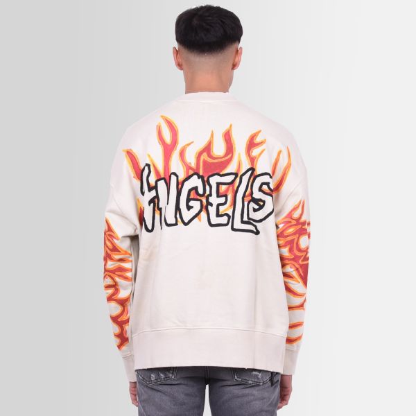 Palm Angels Graffiti Flames Sweater Off White