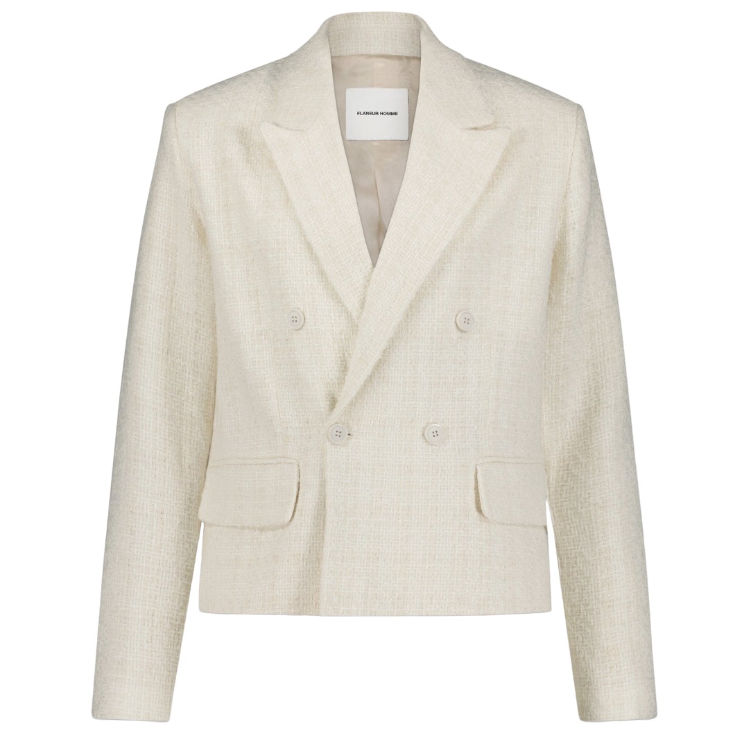 flaneur homme double breasted blazer beige
