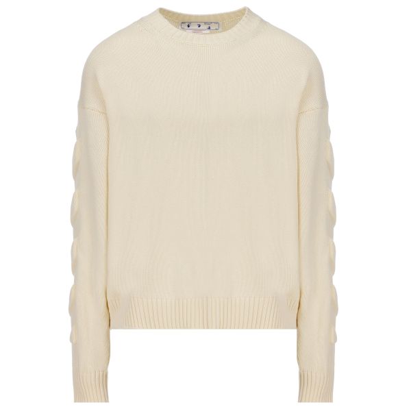 Off-White 3D Diagonal Knitted Sweater Beige
