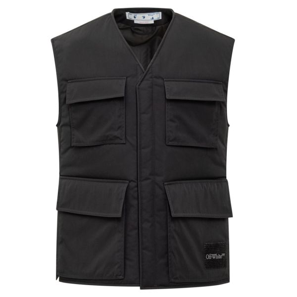 Off-White Wave Tag Padded Vest Zwart