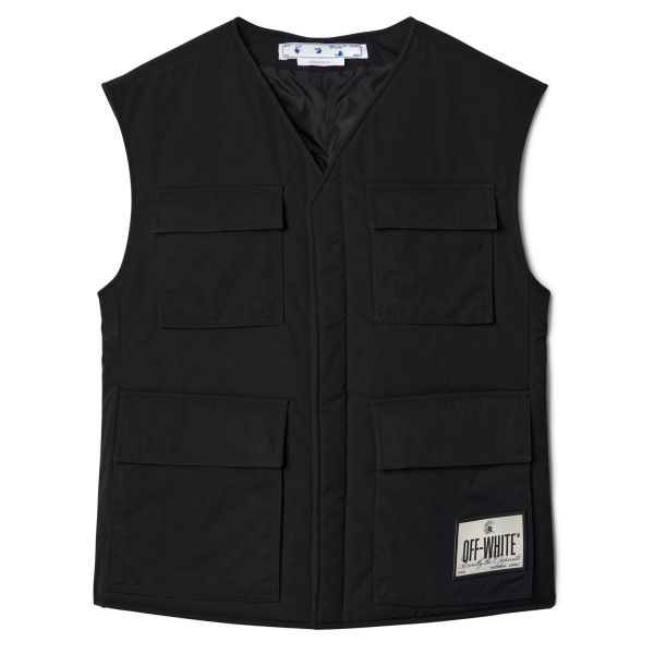 Off-White Wave Tag Padded Vest Zwart