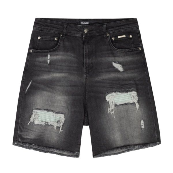 Croyez CH1 Distressed Denim Korte Broek Zwart