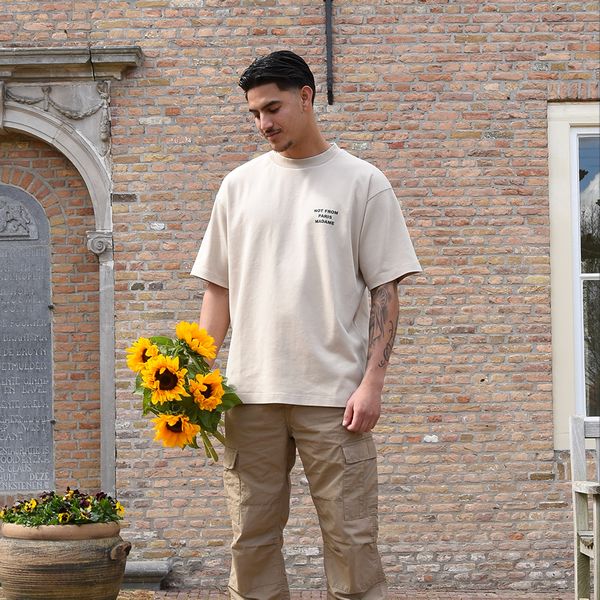 Drôle De Monsieur Slogan T-shirt Beige