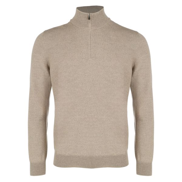 Gran Sasso Zip Mock Sweater Beige