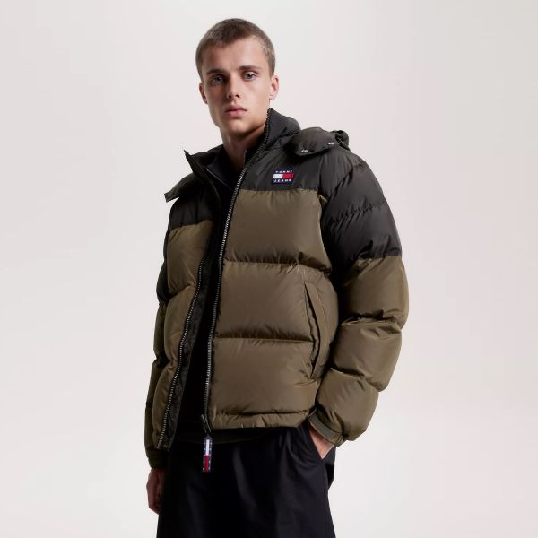Tommy Jeans Alaska Colorblocked Puffer Donker Groen/Zwart