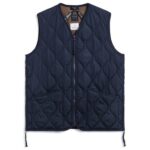 Taion Military Zip V Neck Down Vest Navy
