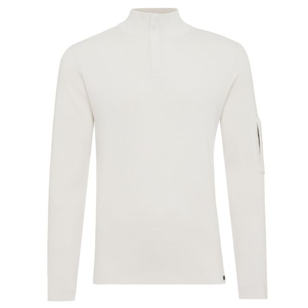Genti Turtle Zip Sweater Off White