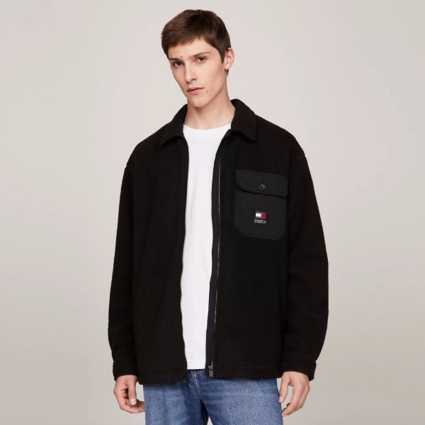Tommy Jeans Solid Teddy Overshirt Zwart