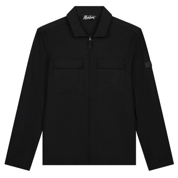 Malelions Cotton Zip Overshirt Zwart