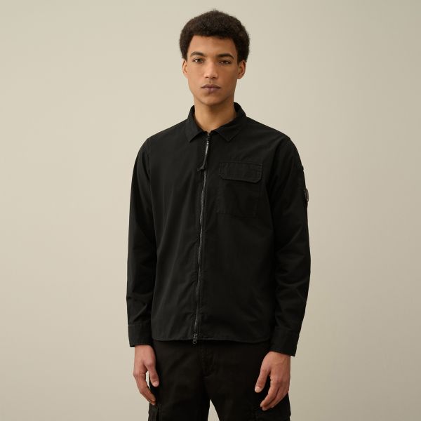 CP Company Gabardine Zipped Overshirt Zwart