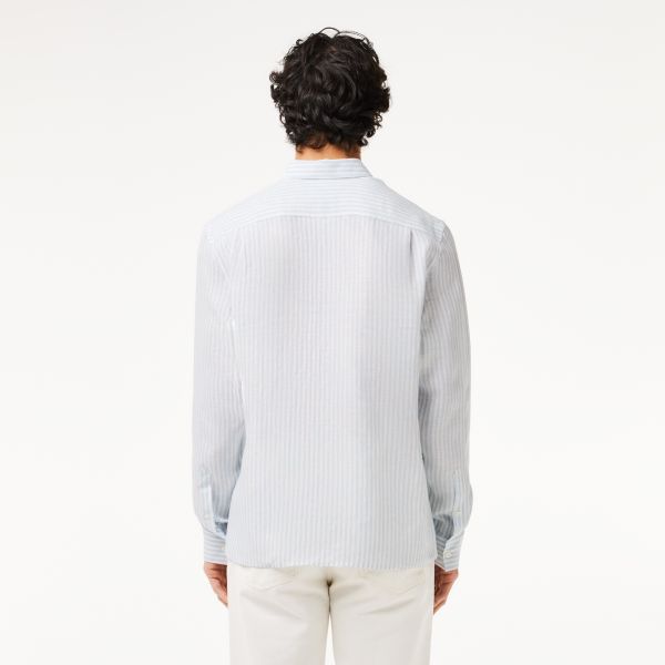 Lacoste Overhemd Licht Blauw/Wit