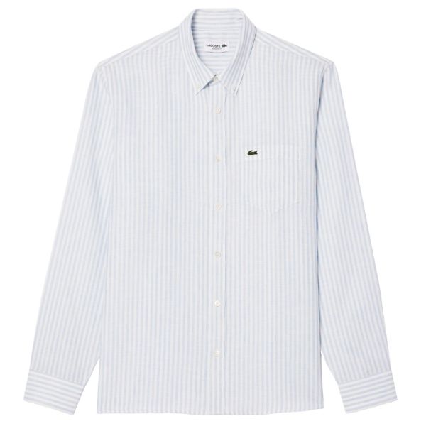 Lacoste Overhemd Licht Blauw/Wit