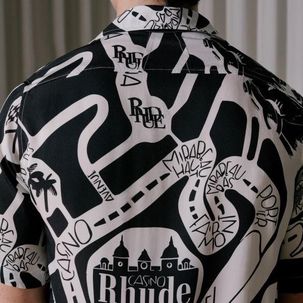 Rhude Strada Silk Overhemd Zwart/Wit