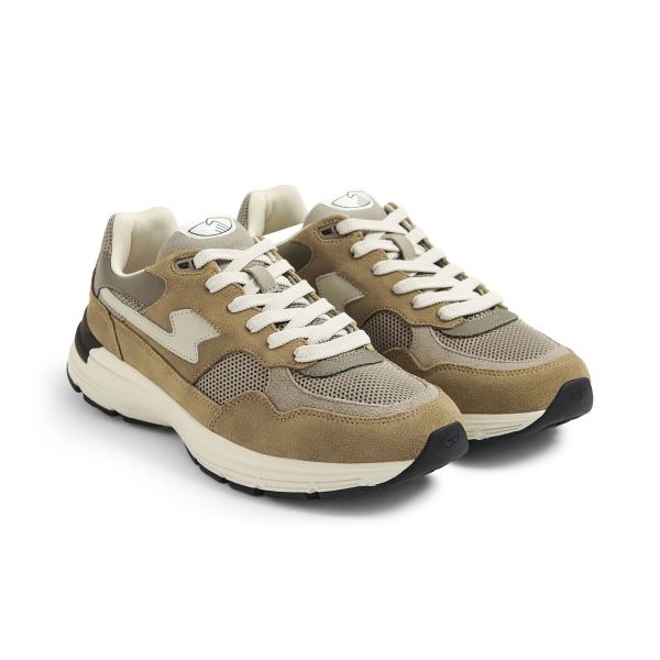 Stepney Workers Club Amiel S-Strike Suede Mix Sneaker Bruin