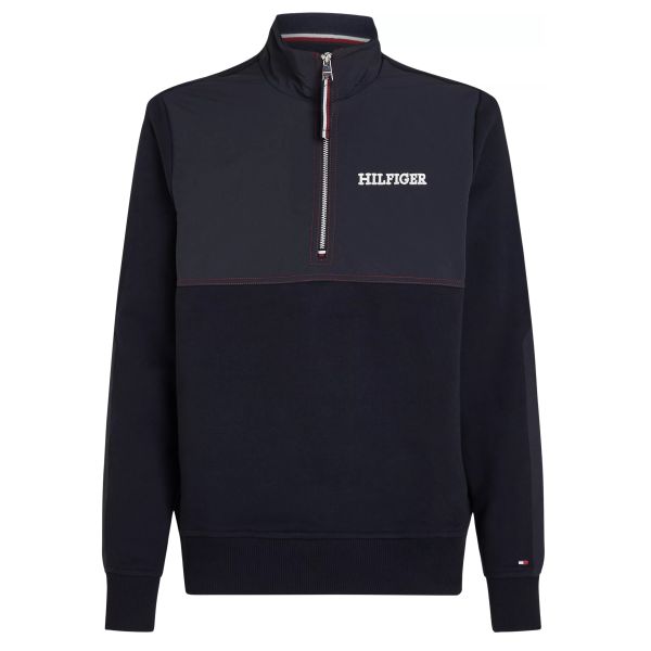 Tommy Hilfiger Monotype Mix Media Half Zip Sweater Navy