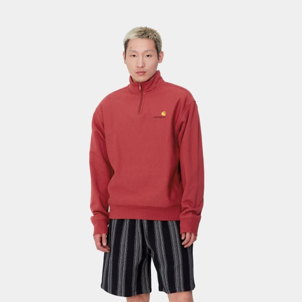 Carhartt Half Zip American Script Sweater Rood