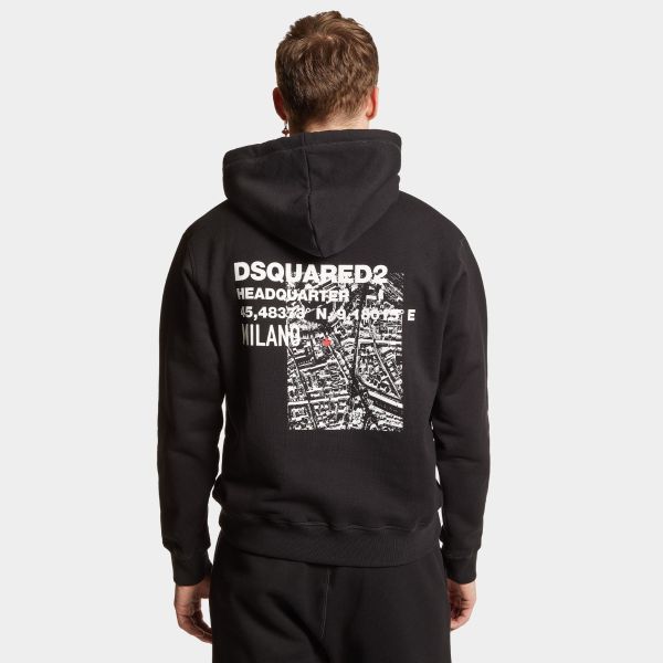 関税込 DSQUARED2 Ceresio Map Cool Fit Hoodie Sweatshirt Ceresio Map Cool Fit Hoodie Sweatshirt