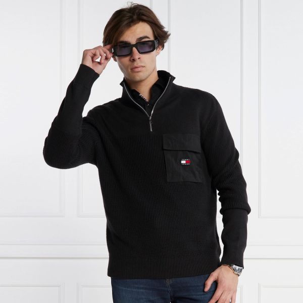 Tommy Jeans Regular Mix Tech Sweater Zwart
