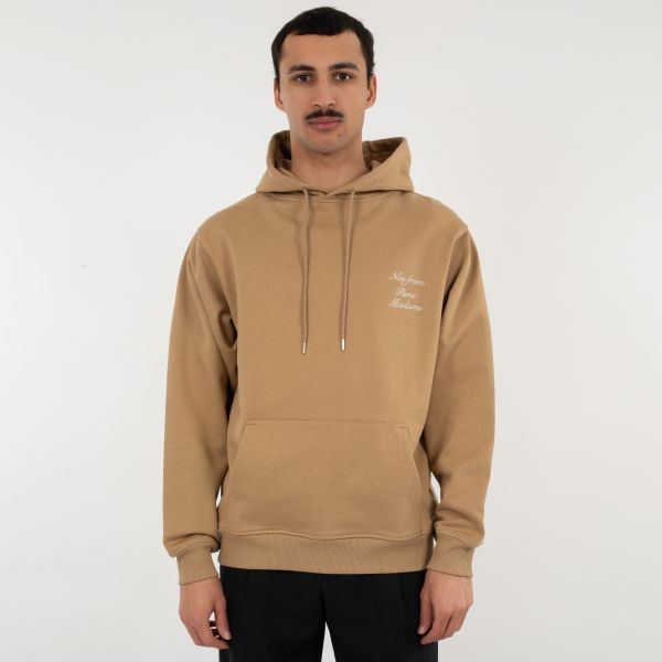 Drôle De Monsieur Slogan Calligraphy Hoodie Bruin