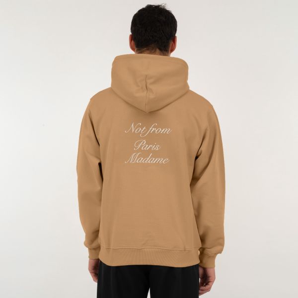 Drôle De Monsieur Slogan Calligraphy Hoodie Bruin