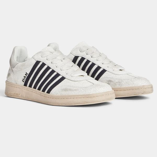 Dsquared2 Vintage Boxer Sneaker Wit/Navy | Mezaldy.com