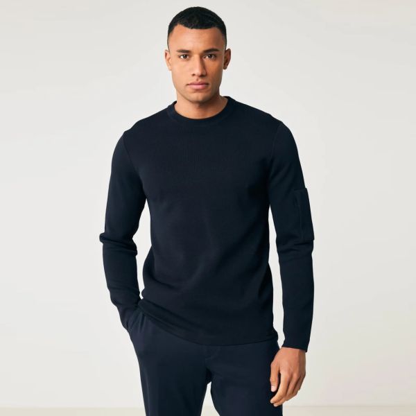 Genti Round Pocket Sweater Navy