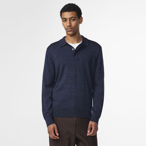 NN.07 Emerson Longsleeve Polo Navy