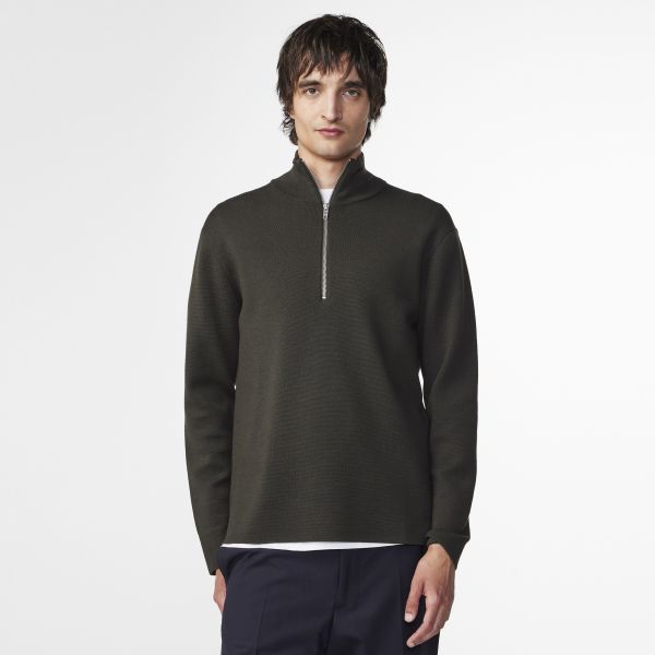 NN.07 Harald Half Zip Sweater Donker Groen