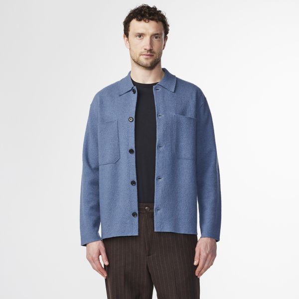 NN.07 Jonas Knit Overshirt Blauw