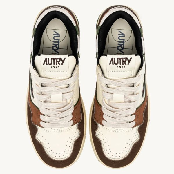 Autry CLC Low Sneaker Off White/Bruin/Groen