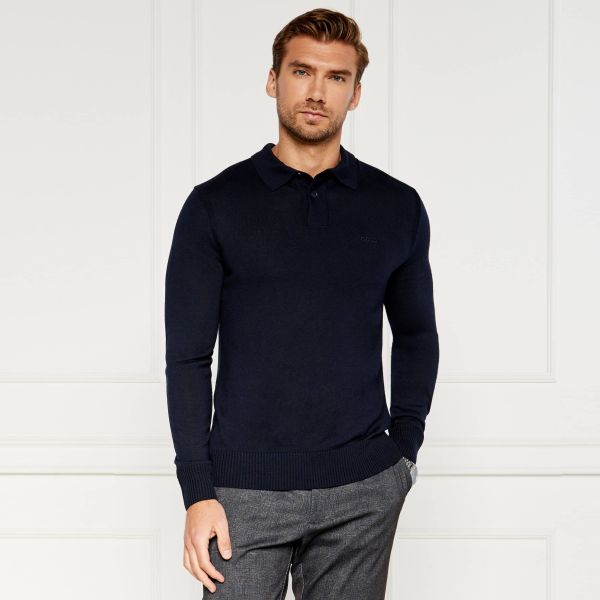 Boss Asac Longsleeve Polo Navy