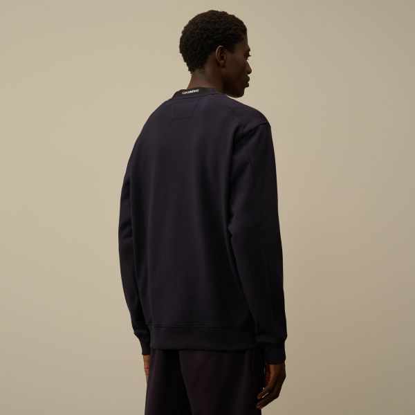 CP Company Diagonal Raised Fleece Lens Sweater Navy