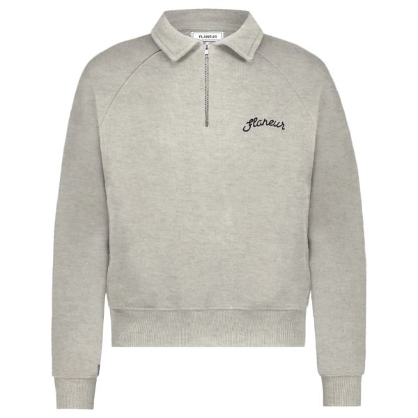 Flâneur Signature Raglan Half Zip Sweater Grijs