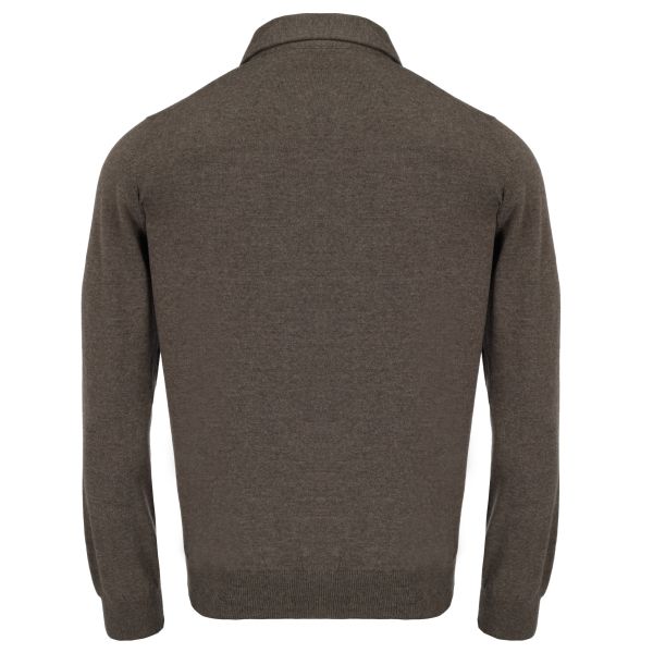 Gran Sasso Knitted Longsleeve Polo Bruin