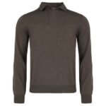 Gran Sasso Knitted Longsleeve Polo Bruin
