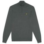 Lyle & Scott Cotton Merino Quarter Zip Sweater Donker Groen