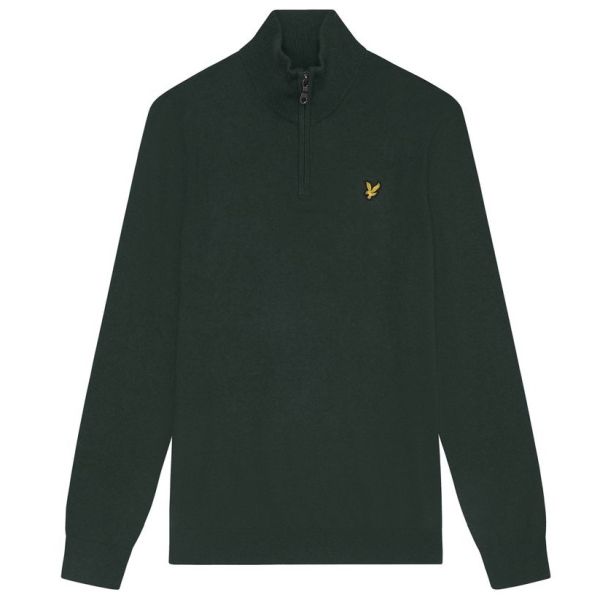 Lyle & Scott Cotton Merino Quarter Zip Sweater Donker Groen