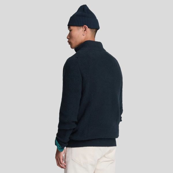 Lyle & Scott Shaker Stitch Quarter Zip Sweater Navy