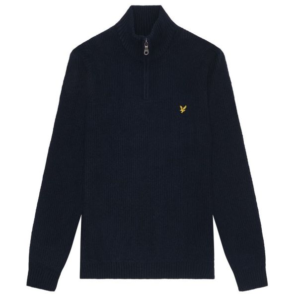 Lyle & Scott Shaker Stitch Quarter Zip Sweater Navy