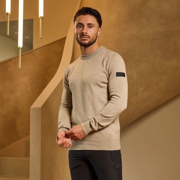 Malelions Knitted Sweater Beige