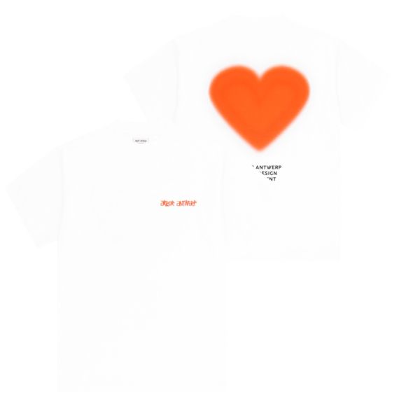 Arbor Antwerp Orange Faded Heart T-shirt Wit