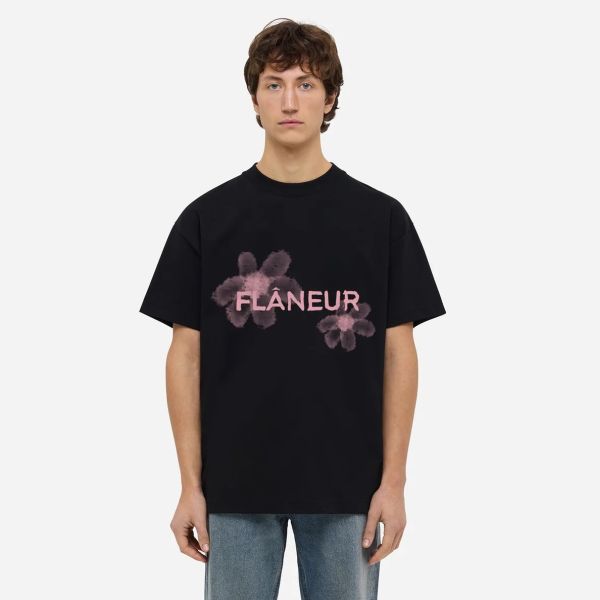 Flâneur Floral Watercolor T-shirt Zwart