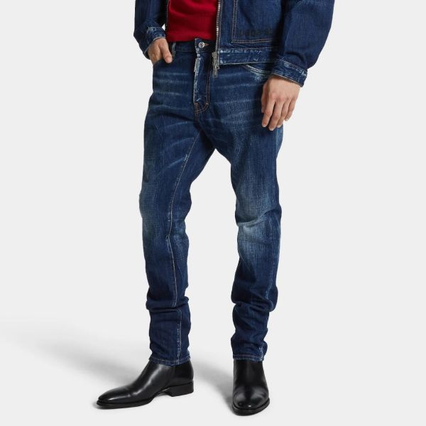 Dsquared2 Whiskering Jeans Donker Blauw