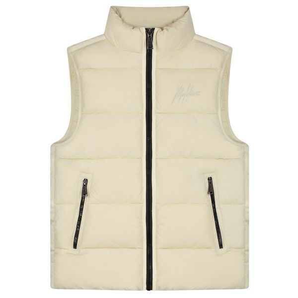 Malelions Matt Crinkle Padded Bodywarmer Beige